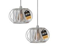 LEDSone 2Pcs Modern Crystal Glass Light Shade 16cm Easy Fit Metal Hanging Ceiling Pendant Light Fixtures Chandelier Light Fitting Lamp Cage for Hallway Dining Room Living Room (White)