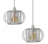 LEDSone 2Pcs Modern Crystal Glass Light Shade Height 10 cm, Width 16cm Easy Fit Metal Hanging Ceiling Pendant Light Fixtures Chandelier Light Fitting Lamp Cage for Hallway Dining (White)