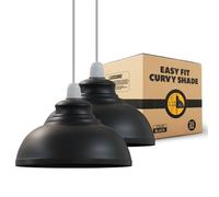 LEDSone 2Pcs Retro Black Metal Ceiling Lampshade 29cm Easy Fit Dome Pendant Light with Reducer Ring for Home Décor Kitchen Living Room Hallway Porch