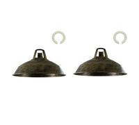 LEDSone 2PCS Retro Style Brushed Brass Metal Easy Fit Ceiling Pendant Light Barn Shade, 30cm Industrial Vintage Look Lamp Shade (Free Reducer Plate)