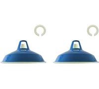 LEDSone 2PCS Retro Style Brushed Copper Metal Easy Fit Ceiling Pendant Light Barn Shade, 30cm Industrial Vintage Look Lamp Shade (Blue)