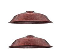LEDSone 2PCS Retro Style Rustic Red Metal Easy Fit Ceiling Pendant Light Shade, 26cm Industrial Vintage Look Lamp Shade (Free Reducer Plate)