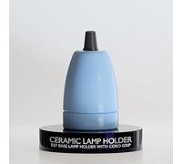 LEDSone 2PCs Vintage Ceramic Lamp Socket E27 Base Lamp Holder With Cord Grips, Industrial Porcelain Lamp Light Bulb Holder - Blue