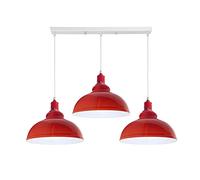 LEDSone 3 Bar Indoor Ceiling Industrial Pendant Light Fitting | E27 Base 100cm Adjustable Hanging Loft Cord Cables | 29cm Retro Metal Island Lightshade | 3 Outlet 50cm Rectangular Metal Ceiling Rose