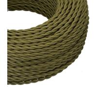 LEDSone 3 Core 3m Twisted Army Green Fabric Lighting Cable Vintage Style Double Insulated Flexible Braided Cord for Pendant Lights, Chandeliers, and DIY Electrical Projects