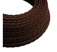 LEDSone 3 Core 3m Twisted Dark Brown Fabric Lighting Cable Vintage Style Double Insulated Flexible Braided Cord for Pendant Lights, Chandeliers, and DIY Electrical Projects