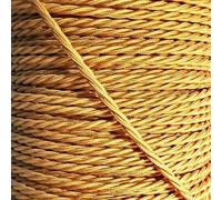 LEDSone 3 Core 3m Twisted Gold Fabric Lighting Cable Vintage Style Double Insulated Flexible Braided Cord for Pendant Lights, Chandeliers, and DIY Electrical Projects