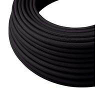 LEDSone 3 Core 5 Meters Black Colour Round Fabric Cable, Vintage Style Italian Braided 0.75mm Flexible Lighting Electrical Cable for UK Lighting.