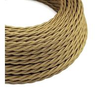 LEDSONE 3 Core Twisted Electric Cable Vintage 10 Meter Cream Colour Fabric Covered Wire Italian Braided 0.75 mm Flexible Wire for Lighting Other Appliances.