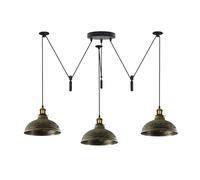LEDSone 3 Head 29cm Brushed Brass Curvy Pulley Spider Pendant Light, Industrial Hanging Ceiling Lamp with E27 Base & 2M Adjustable Cord for Farmhouse Kitchen, Dining, Hallway