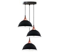 LEDSone 3 Head Ceiling Pendant Light 21cm Black Metal Shade Indoor Adjustable Hanging Light Fitting for Hotel, Restaurants, Bar, Dining Room, Bedroom, Living Room