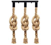 LEDSone 3 Head Ceiling Pendant Light Fitting, E27 Lamp Holder, with 100CM Adjustable Hemp Rope, Flex Ceiling Rose, Industrial Style Ceiling Pendant Fitting for Living Room, Bedroom, Kitchen, Black