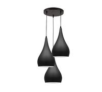 LEDSone 3 Head Ceiling Pendant Light, Modern Black Metal Tear Drop Ceiling Hanging Pendant Light Shade Cluster Light Fitting Fixture E27 Lighting for Living Room, Bedroom, Dining Room, Hallways