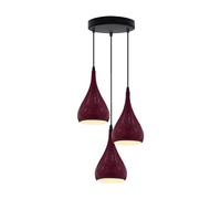 LEDSone 3 Head Ceiling Pendant Light, Modern Burgandy Metal Tear Drop Ceiling Hanging Pendant Light Shade Cluster Light Fitting Fixture E27 Lighting for Living Room, Bedroom, Dining Room, Hallways