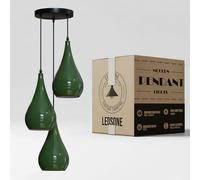 LEDSone 3 Head Ceiling Pendant Light, Modern Green Metal Tear Drop Ceiling Hanging Pendant Light Shade Cluster Light Fitting Fixture E27 Lighting for Living Room, Bedroom, Dining Room, Hallways