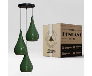 LEDSone 3 Head Ceiling Pendant Light, Modern Green Metal Tear Drop Ceiling Hanging Pendant Light Shade Cluster Light Fitting Fixture E27 Lighting for Living Room, Bedroom, Dining Room, Hallways