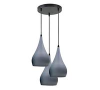 LEDSone 3 Head Ceiling Pendant Light, Modern Grey Metal Tear Drop Ceiling Hanging Pendant Light Shade Cluster Light Fitting Fixture E27 Lighting for Living Room, Bedroom, Dining Room, Hallways