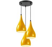 LEDSone 3 Head Ceiling Pendant Light, Modern Yellow Metal Tear Drop Ceiling Hanging Pendant Light Shade Cluster Light Fitting Fixture E27 Lighting for Living Room, Bedroom, Dining Room, Hallways
