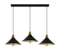 LEDSone 3 Head Ceiling Pendant Light, Vintage Metal Ceiling Cone Shape E27 Pendant Light Fitting Fixture for Living Room, Bedroom, Dining Room, Kitchen, Hallways