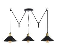 Ledsone 3 Head Ceiling Spider Pendant Lighting E26 110-240V 60W Black 2M Chandelier Lighting 3 Arms For Bedroom Diy Bulb Included