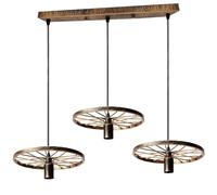 LEDSone 3 Head Industrial E27 Wheel Pendant Light Brushed Copper Hanging Fixer with 50 cm Large Ceiling Plate for Kitchen Bedroom Hallway Living Room Cafe.