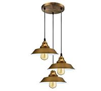 Ledsone 3 Head Industrial Retro Ceiling Pendant With Yellow Brass Metal And Adjustable Height For Kitchen
