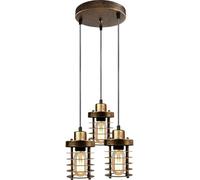 LEDSone 3 Head Industrial Vintage Ceiling Pendant Light 17x10cm Cage Lampshade Creative Cylinder Shape E27 Adjustable Hanging Fixture for Dining Room, Living Room, Kitchen