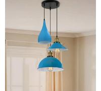 LEDSone 3 Head Light Blue Pendant E27 Metal Ceiling Fixture