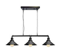 LEDSone 3-Head Vintage Steampunk Water Pipe Pendant Light Fitting E27 Holder with Hanging Light Set Retro Lamp Indoor Lighting for Fitting Pipe Fixture Chandelier (Black, with Bulb)