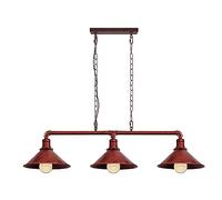 LEDSone 3 Head Vintage Steampunk Water Pipe Pendant Light Fitting E27 Holder with Hanging Light Set Retro Lamp Indoor Lighting for Fitting Pipe Fixture Chandelier (Rustic red, with Bulb)