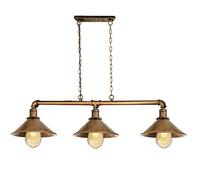LEDSone 3 Head Vintage Steampunk Water Pipe Pendant Light Fitting E27 Holder with Hanging Light Set Retro Lamp Indoor Lighting for Fitting Pipe Fixture Chandelier (Brushed Copper, Without Bulb)