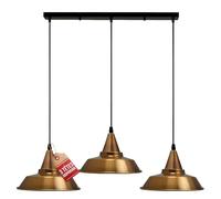 LEDSone 3 Head Yellow Brass Vintage Industrial Ceiling Hanging Light Shade Loft Style Metal Ceiling Pendant Lamp for Kitchen Island, Living Room, Dining Room E27 UK Holder Kit, Bowl, Yellow Brass