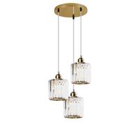 LEDSone 3-Light E27 Modern Pendant Light K9 Crystal Lampshade Hanging Lamp Adjustable Ceiling Light Dining Table Suspension Living Room (Style 5, Without Bulb)