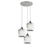 LEDSone 3-Light E27 Modern Pendant Light K9 Crystal Lampshade Hanging Lamp Adjustable Ceiling Light Dining Table Suspension Living Room (Style 3, Without Bulb)