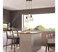 LEDSone 3 Light Rustic Red Cage Pendant Light E27 Industrial