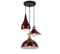 LEDSone 3 Lights Burgundy Pendant Light E27 Metal Multiple Lampshade Hanging Industrial Ceiling Fixture for Kitchen Bedroom Living Dining Room and Home Decoration Improvements
