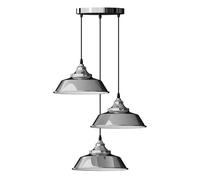 LEDSone 3 Lights Industrial Chrome Retro Ceiling Pendant Lights 22 cm Metal Industrial Adjustable Height Hanging Light for Kitchen