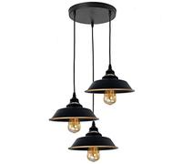 LEDSone 3 Lights Industrial Retro Ceiling Pendant Lights 22 cm Black Metal Industrial Adjustable Height Hanging Light for Kitchen Island for Kitchen Island