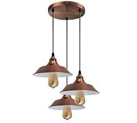 LEDSone 3 Lights Industrial Retro Ceiling Pendant Lights 22 cm Copper Metal Industrial Adjustable Height Hanging Light for Kitchen Island for Kitchen Island