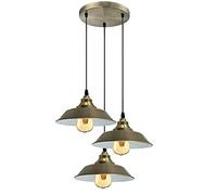 LEDSone 3 Lights Industrial Retro Ceiling Pendant Lights 22 cm Green Brass Metal Industrial Adjustable Height Hanging Light for Kitchen Island for Kitchen Island