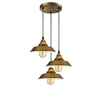 LEDSone 3 Lights Industrial Retro Ceiling Pendant Lights 22 cm Yellow Brass Metal Industrial Adjustable Height Hanging Light for Kitchen Island for Kitchen Island