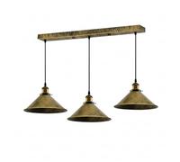 LEDSone 3 Lights Industrial Retro Pendant Lights E27(22cm+Cable) Hanging Light for Kitchen Bedroom Living Dining Room (Brushed Brass)