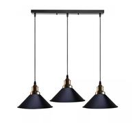 LEDSone Industrial Rectangle 3 Head Black Metal Ceiling Pendant Light, Adjustable Hanging Light Fixture, Retro Style Ceiling Pendant Lamp with 50cm Ceiling Rose for Living Room Dining Room and Cafe