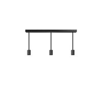 LEDSone 3 Outlet Rectangle Ceiling Rose Pendant Light Black Metal Industrial E27 Bulb Holder with Extension Rods 60W Adjustable Hanging Fixture for Living Room Kitchen Cafe