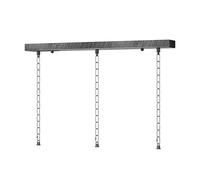 LEDSone 3 Outlet Rectangle Ceiling Rose with 50cm Hanging Chain Pendant Lighting Fixture Industrial Metal Adjustable Chandelier Fitting for Home Home Decor (Brushed Silver with Chain)