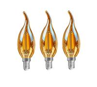 LEDSone 3 Pack E14 LED Dimmable 4W Warm White 2700K C35 Bent Tip Flame Shape Vintage Led Chandelier Light Bulbs 40W Candelabra Halogen