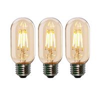 LEDSone 3 Pack Edison Light Bulb 4W, E27 Vintage Light Bulbs, Warm Light 2700K, 400LM, Tubular T45 Amber Glass Light Bulbs, Antique Decorative Light Bulb, Dimmable