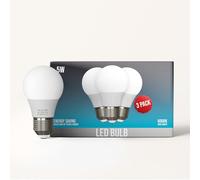 LEDSone 3 Pack of A60 GLS E27 Screw Bulb, Cool White 6000K E27 LED Light Bulbs, 5W Energy Saving, Non Dimmable A19 Golf Ball LED Edison Bulbs