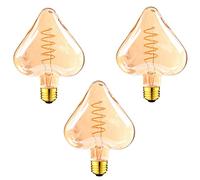 LEDSone 3 Pack of Antique Style 4w Edison E27 Heart Shape Spiral LED Bulb Filament Glass Retro Warm White Indoor Decoration Lamp for Bar Cafe Bedroom Living Room