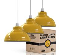 LEDSONE 3 Pack of Yellow Ceiling Light Shade, Vintage Metal 29cm Curvy Shaped Lamp Shades Easy fit Ceiling Pendant Lightshade for Living Rooms bedrooms Kitchen Dining Room Restaurant